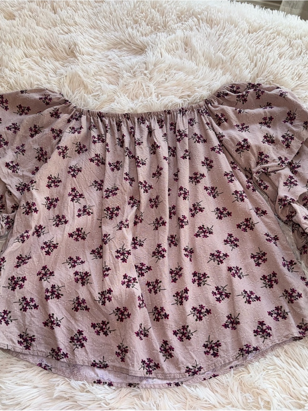 American Eagle Outfitters Dusty Pink Floral Off-Shoulder Blouse
